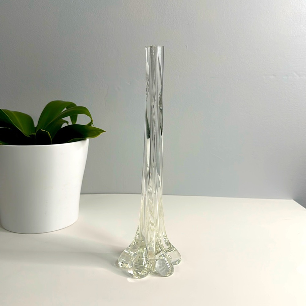 Vintage glass elephant foot 11” bud vase